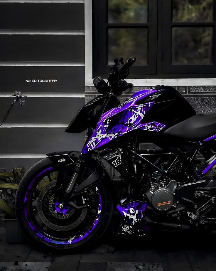 Motorcycle with a vinyl wrap finish